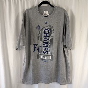New Kansas City Royals 2015 World Champs Men's 2XL Grey Short Sleeve Crew Neck